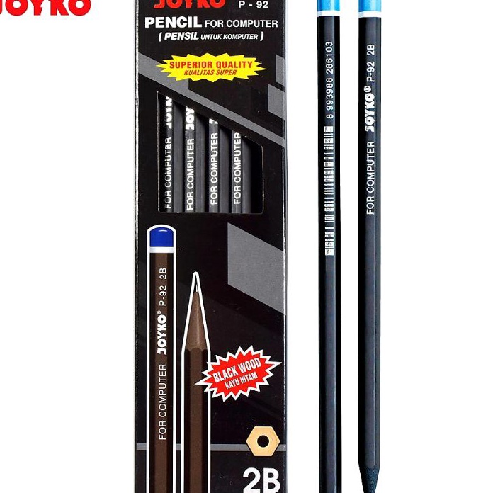 

ORIGINAL PENSIL 2B DENGAN KAYU HITAM DAN KUAT P92 1 BOX ISI 12 PCS
