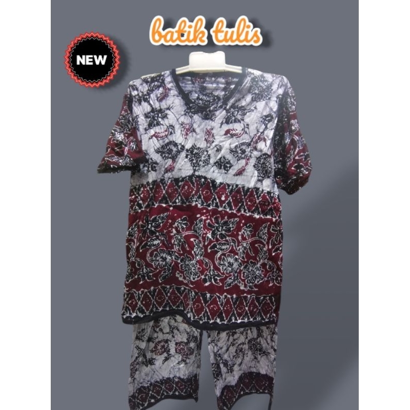 setelan kaos batik tulis | batik tuban pendek dewasa | Oneset | Baby doll