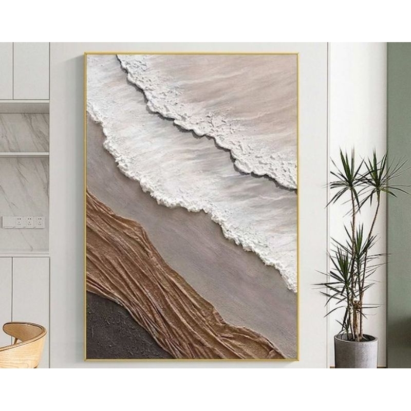 lukisan minimalis modern estetik cat timbul