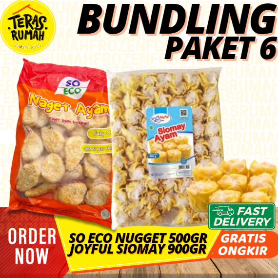 

PAKET 6 - SO ECO NUGGET AYAM 500gr & JOYFUL SIOMAY AYAM 900GR