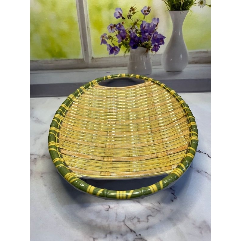 PIRING SAJI BUAH // MELAMIN MOTIF ANYAMAN 1PCS