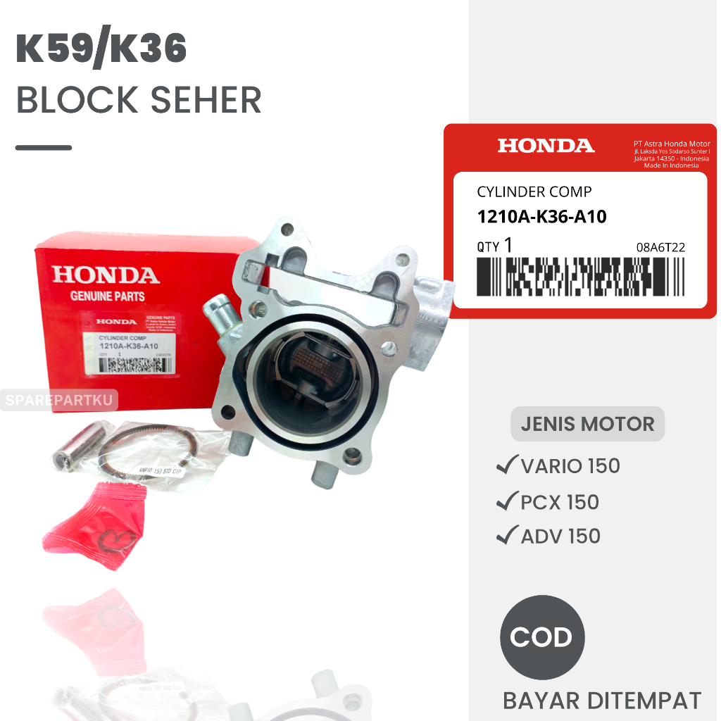 K59/K36 BLOCK SEHER HONDA VARIO 150, PCX 150, ADV 150/ CYLINDER SET HONDA/ SILINDER KOMP/ BLOK SEHER