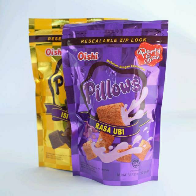 

OISHI PILOWS RASA COKLAT, UBI, COCOPANDAN, DURIAN, KEJU 110GR