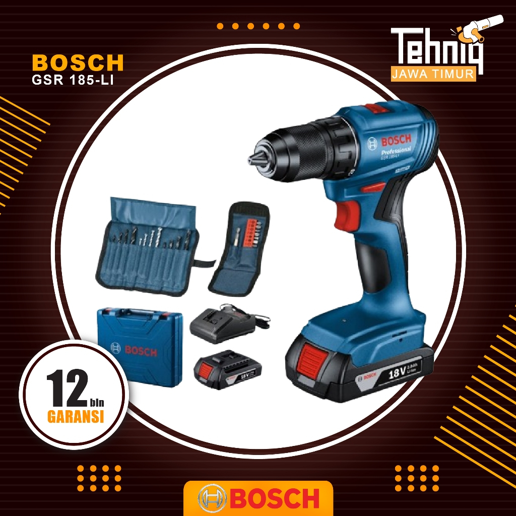 Bosch GSR 185 LI 18V Cordless Impact Drill / Bor Tembok Baterai