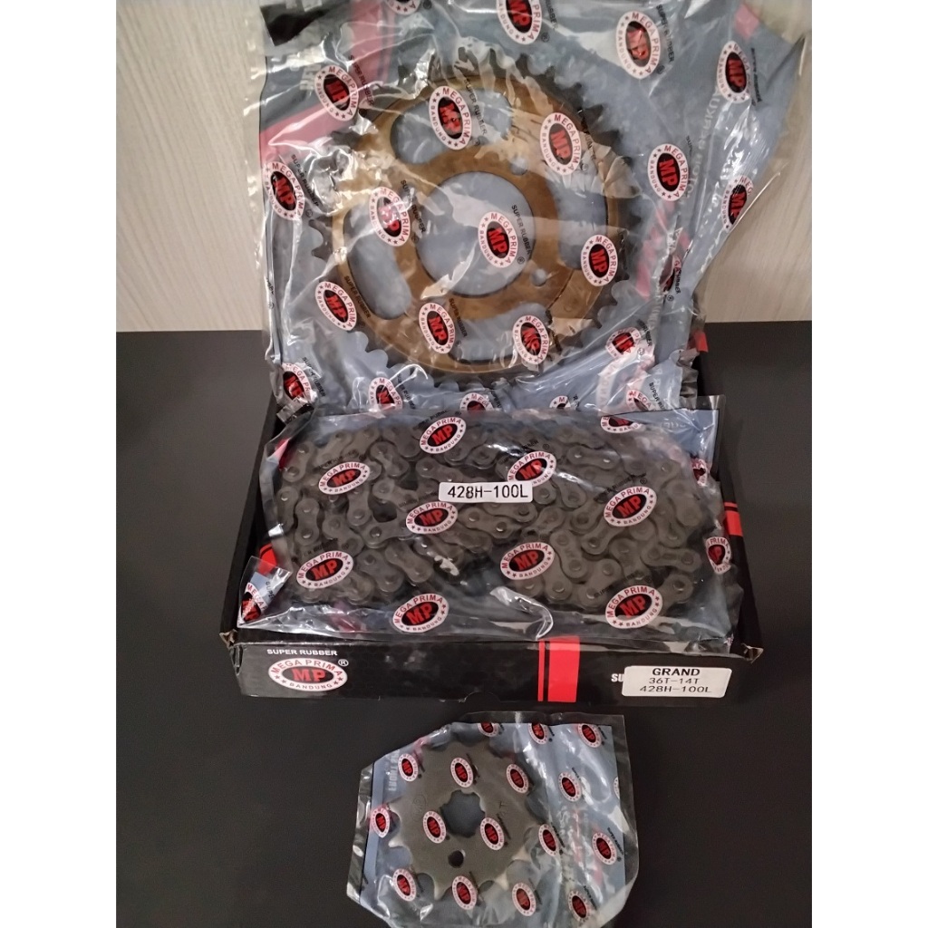 RANTAI & GEAR / GEAR SET / CHAIN KIT MERK MP UNTUK MOTOR GRAND,PRIMA,LEGENDA