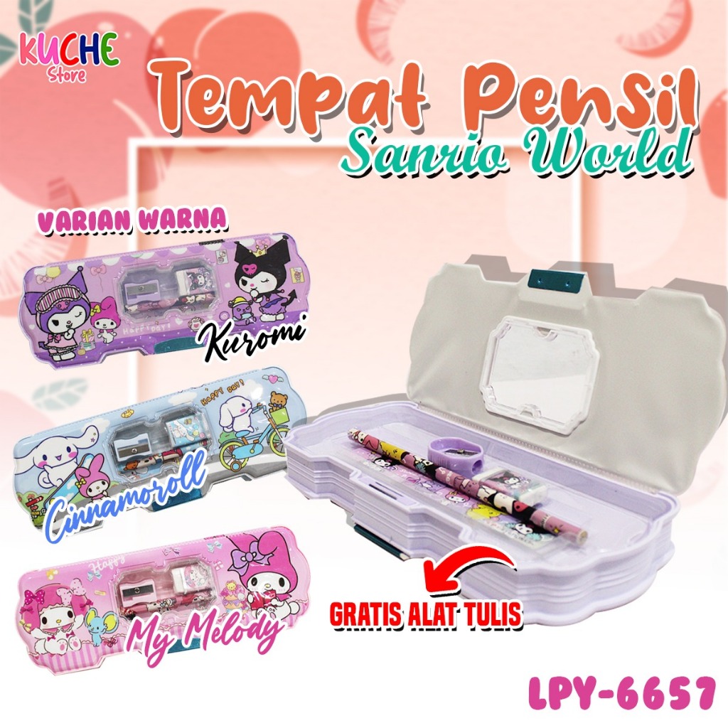 

Tempat Pensil Motif Karakter / Tempat Pensil Magnet Cinnamorol / Kuromi / Melody / Kotak pensil LPY 66-57