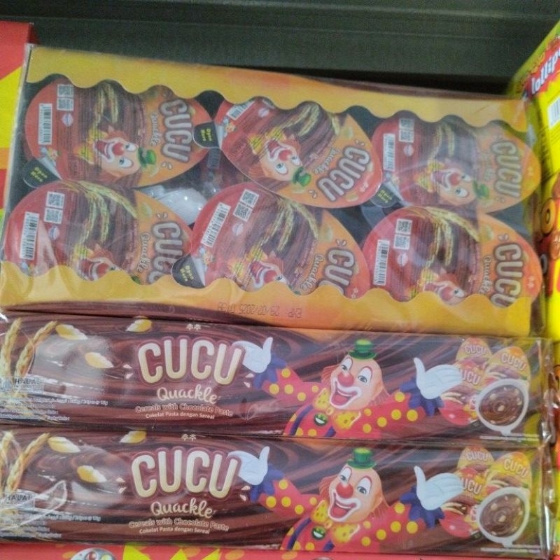 

cucu quackle coklat paste dengan cereal 1pak isi 24pcs