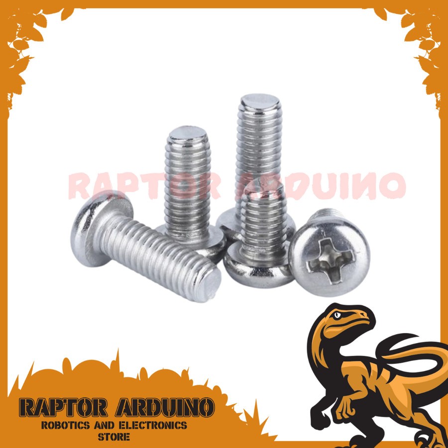 Baut Silver Cross M3x15 mm Screw Baut M3 kepala bulat M3x15mm