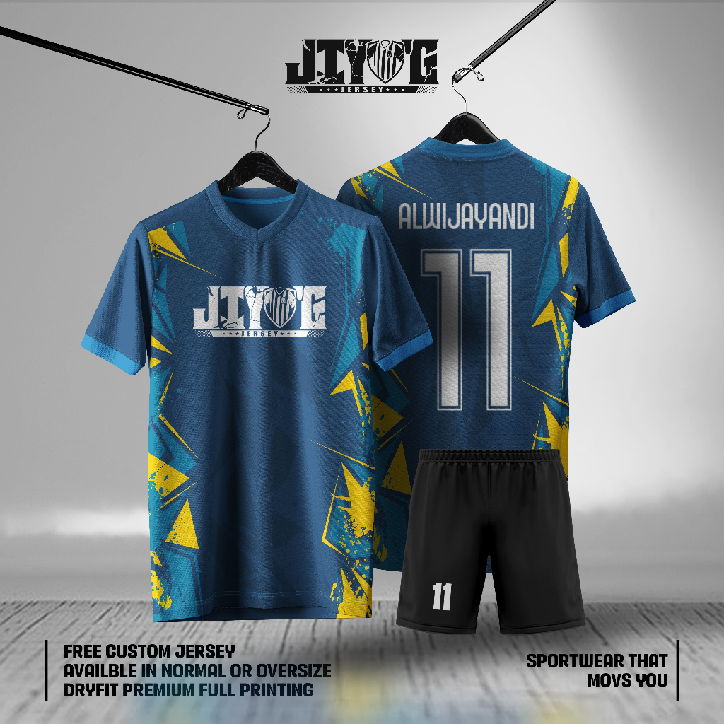 BAJU JERSEY CUSTOM DESAIN BLUE ELECTRIC JERSEY  FUTSAL JERSEY VOLLY BAJU OLAHRAGA BADMINTON DEWASA/A