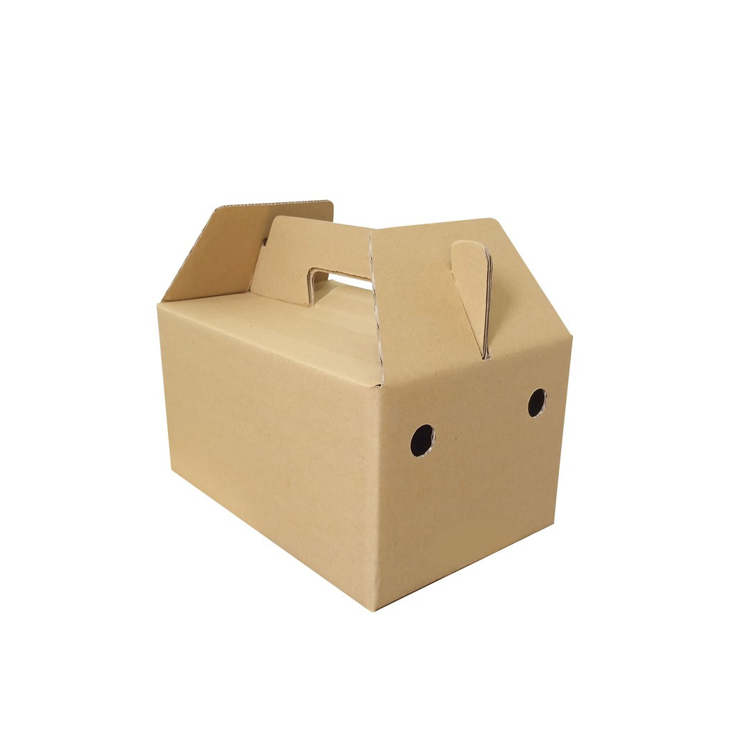 

( 10 pcs ) Kardus box jinjing handle box coklat e flute kemasan hamper lebaran box jinjing parcel coklat polos uk 27x18x15 cm