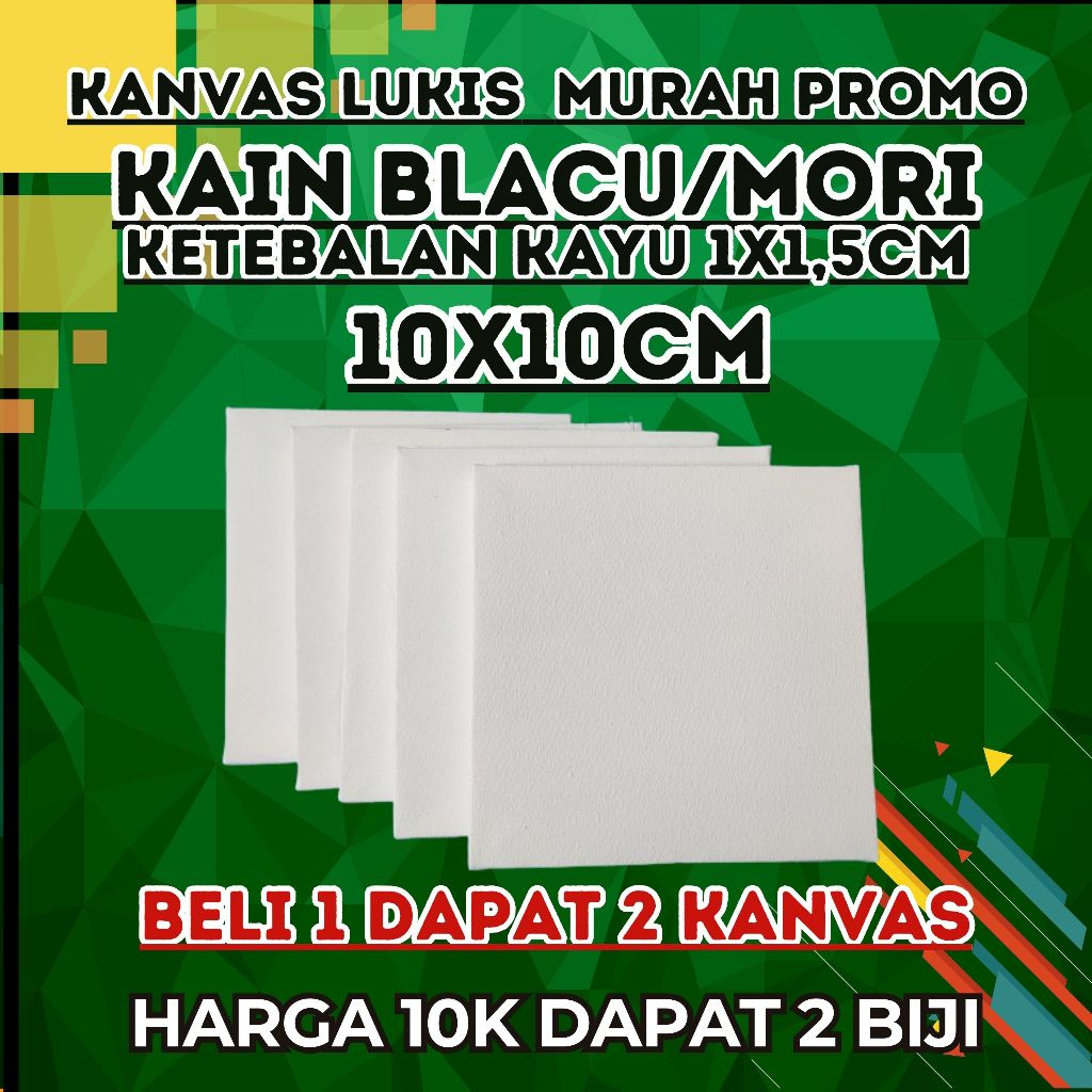 

kanvas lukis 10X10cm murah promo BELI 1 DAPAT 2 KANVAS, kain balcu/kain mori ketebalan kayu 1x1,5cm