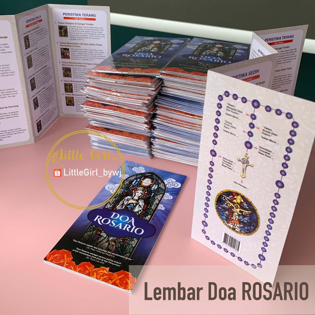 Lembar DOA ROSARIO - Panduan Doa ROSARIO - Doa Katolik - Rosario - Little Girl Shop