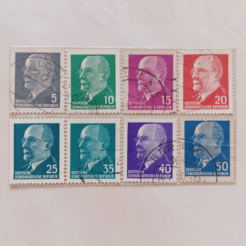 

(AG) Perangko Republik Demokratik Jerman 1960 - 1970 an Chairman of the State Council Walter Ulbricht - Walter Ernst Paul Ulbricht (1893-1973) Set 8 pcs Used