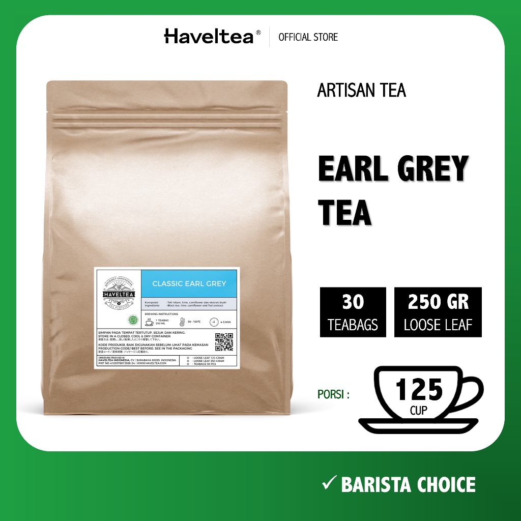 

CLASSIC EARL GREY | Pouch | Haveltea | Teh Hitam Bergamot | Classic Tea