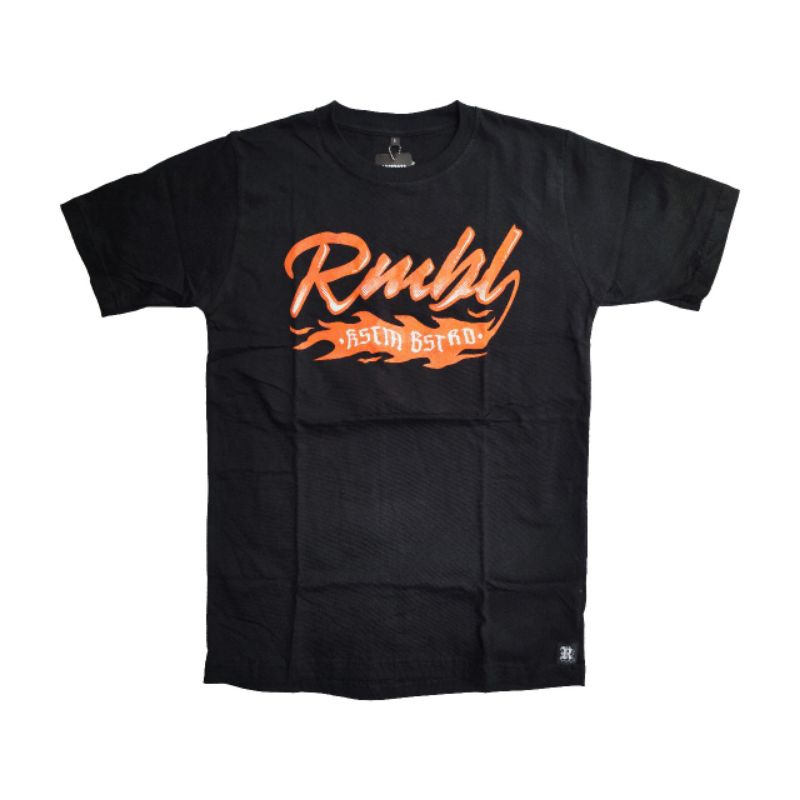 RMBL KAOS / TSHIRT TEXT FLAME BLACK / TS TXFLM BK