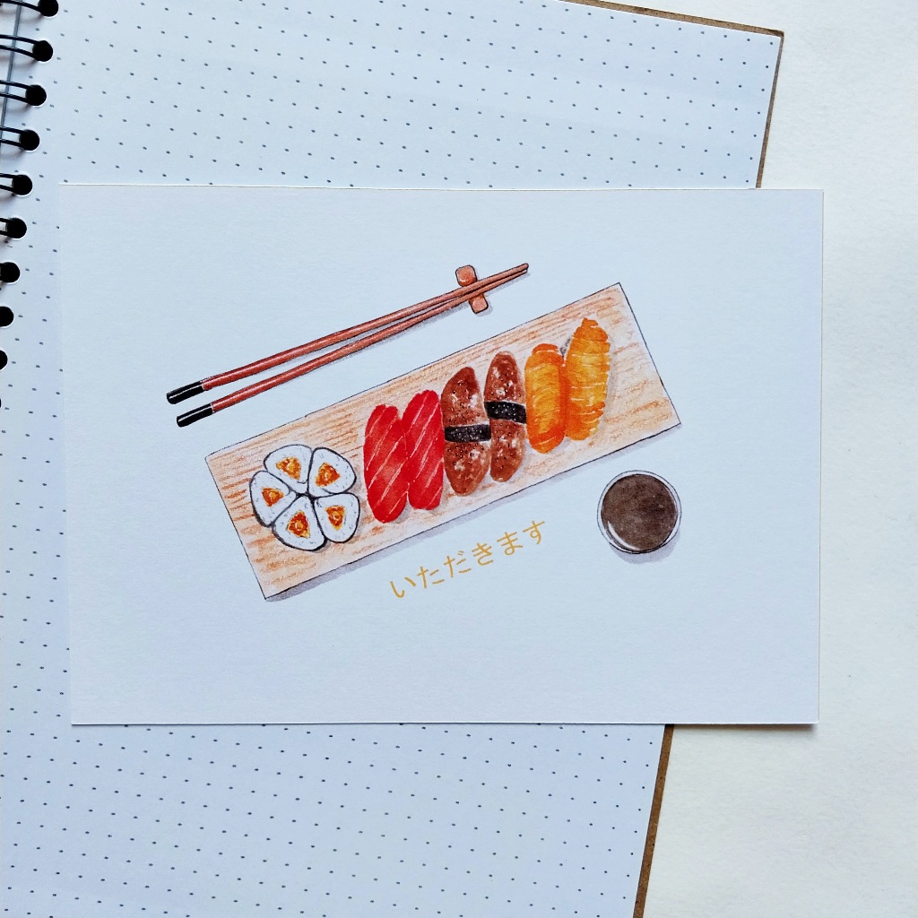 

Sushi 02 Postcard / Kartu Pos Ilustrasi / Food Illustration Postcard