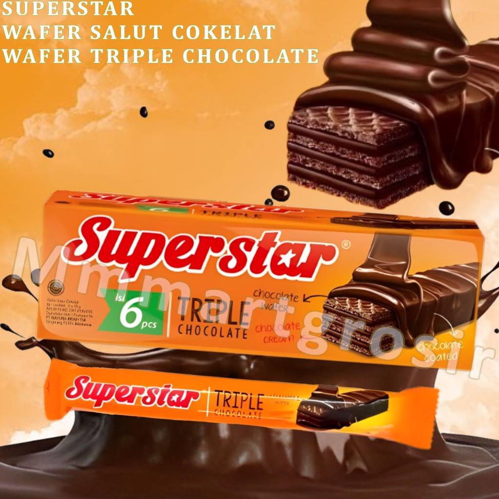 

Superstar / Wafer Bersalut Cream Cokelat / Wafer Triple Chocolate / 6pcs x 12.5gr