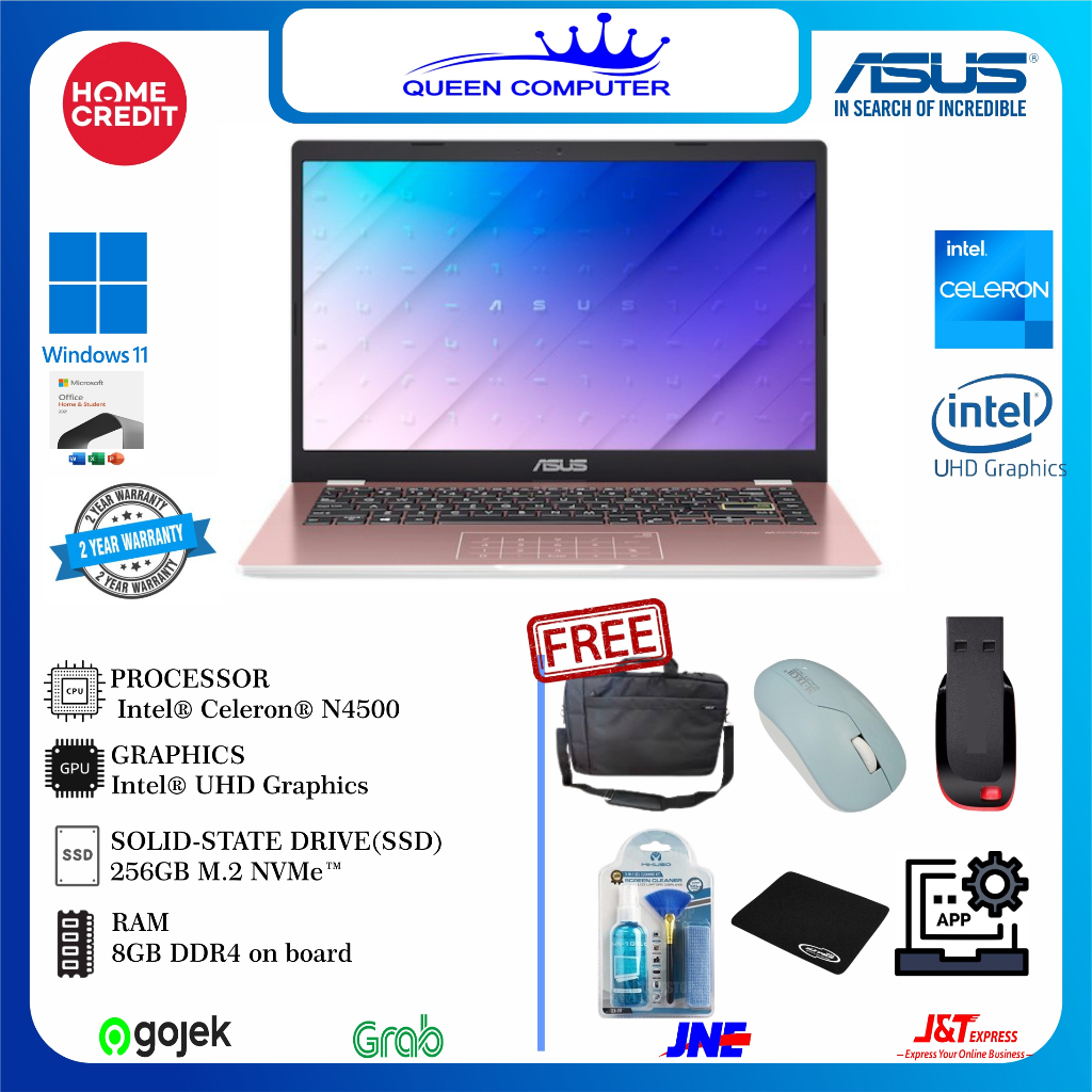 PROMO LAPTOP ASUS Vivobook Go 14 E410KA FHD428 CELERON N4500 8GB 256GB W11 OHS Rose Pink,Blue peacoc
