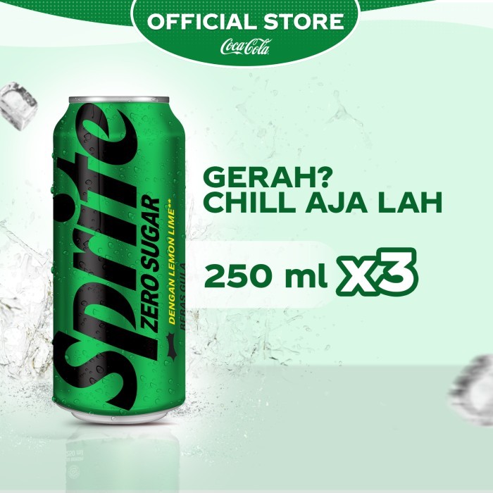 

Sprite Zero Lemon Lime Minuman Soda - Kaleng 250ml x 3 pcs