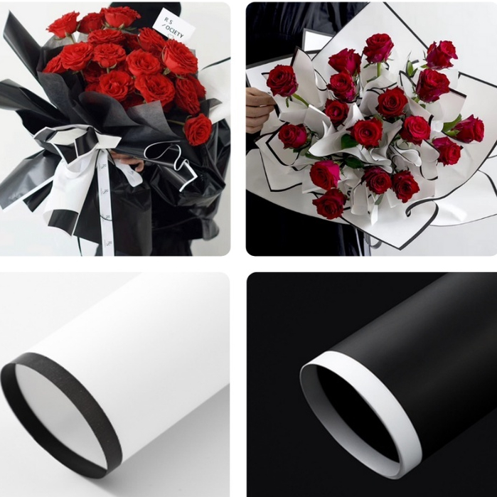 

Flower Wrapping Paper List Monochrome 1 LEMBAR / Kertas Buket Bunga Cellophane Paper / Kertas Kado / Flower Wrapping Black White Frame Cellophane Waterproof