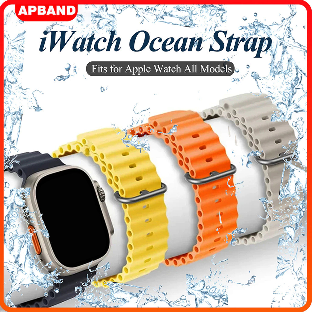 Silicone Ocean Strap for iWatch Apple Watch Ultra 4 3 2 49mm SE Series 12 11 10 9 8 7 6 5 4 3 46mm 4
