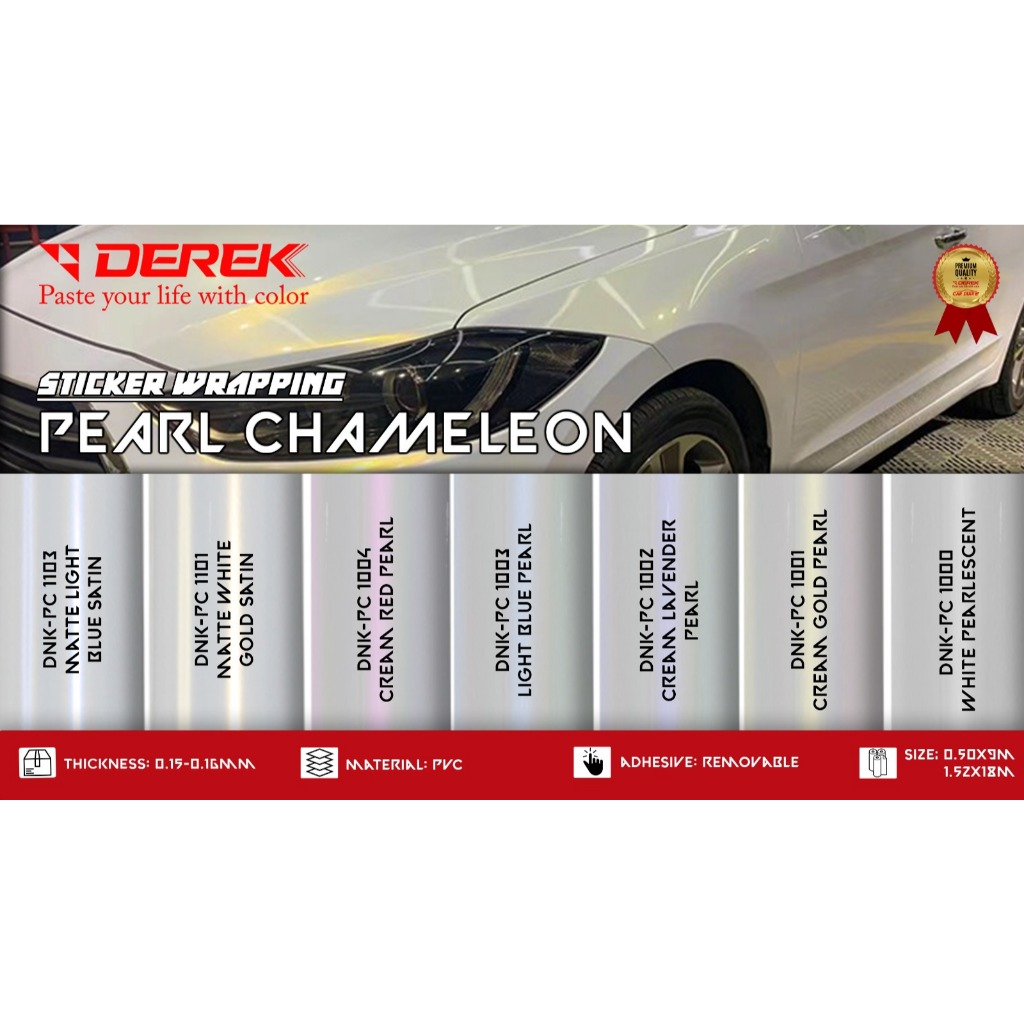 Stiker Derek / Stiker Lembayung Putih / Pearl Chameleon / Stiker Mutiara / Putih Lembayung