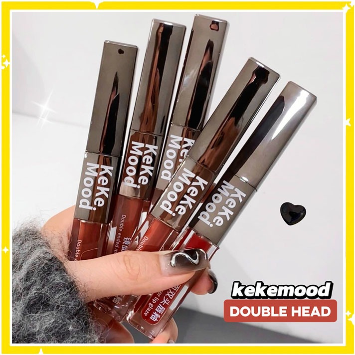 KEKEMOOD Double Head 2 in 1 Lip Gloss Lipstik Kepala Ganda Lip Glaze XX284
