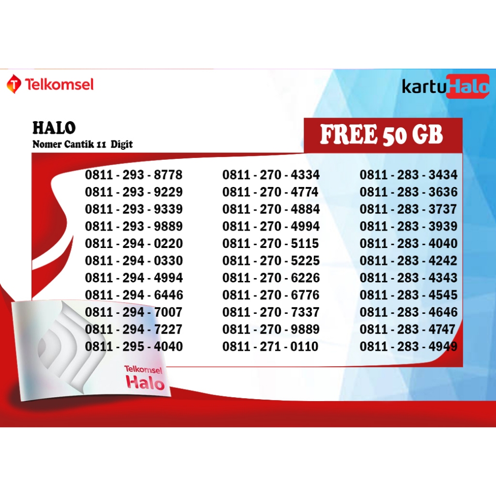 NOMER CANTIK TELKOMSEL 11 DIGIT / HALO+ / BONUS 23GB