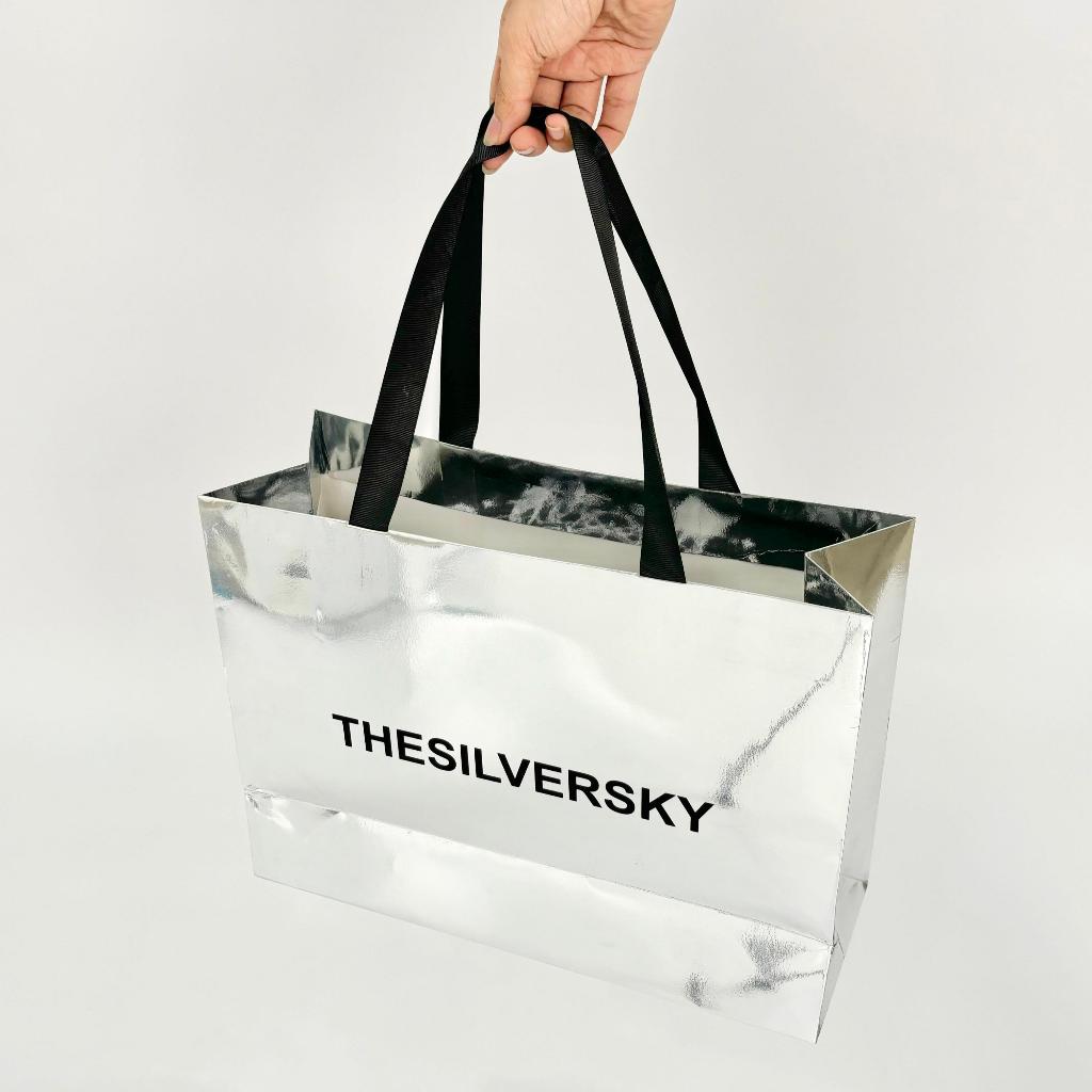 

Thesilversky Paper Bag Gift | Paper Bag Silver Metallic Premium
