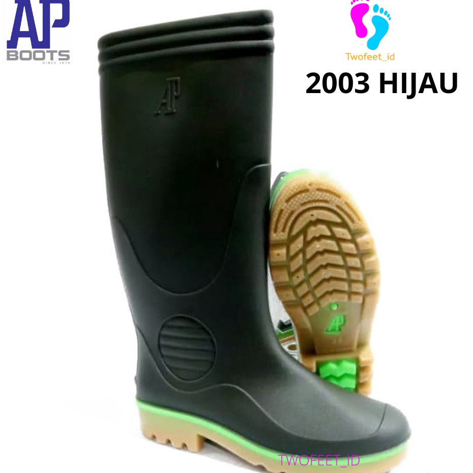 Terbaru AP Boots 23 Triwarna Sepatu Boot  AP 23 GREEN 3843  SEPATU BOOT SAFETY KARET  AP BOOTS