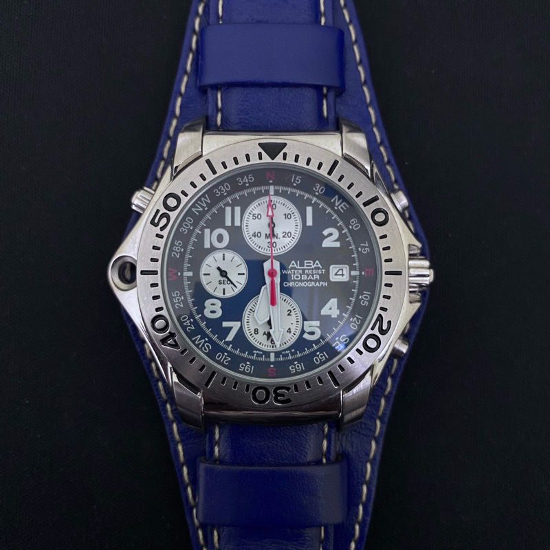 Alba Military Chronograph Panda 7T62 X091 sweep hands rare