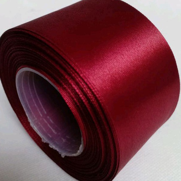 

HEBOH Pita satin merah maron 2 inch 5 cm Per roll