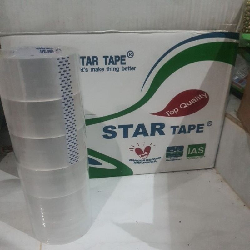 

Lakban Bening Besar 90 Yard Daya Rekat Kuat Isolasi Top Quality Star Tape Made In Indonesia