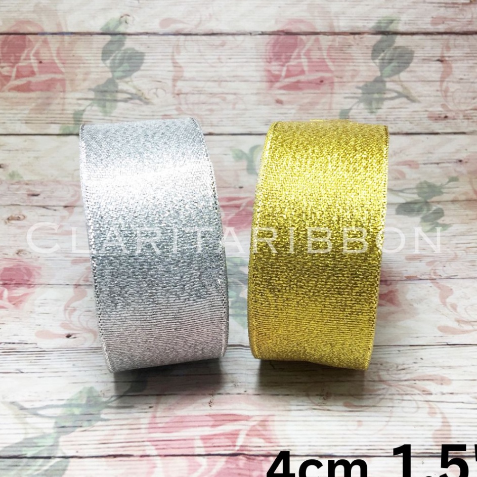 

PRAKTIS Pita Metalik Gold Silver Emas Perak 4cm atau 15inch