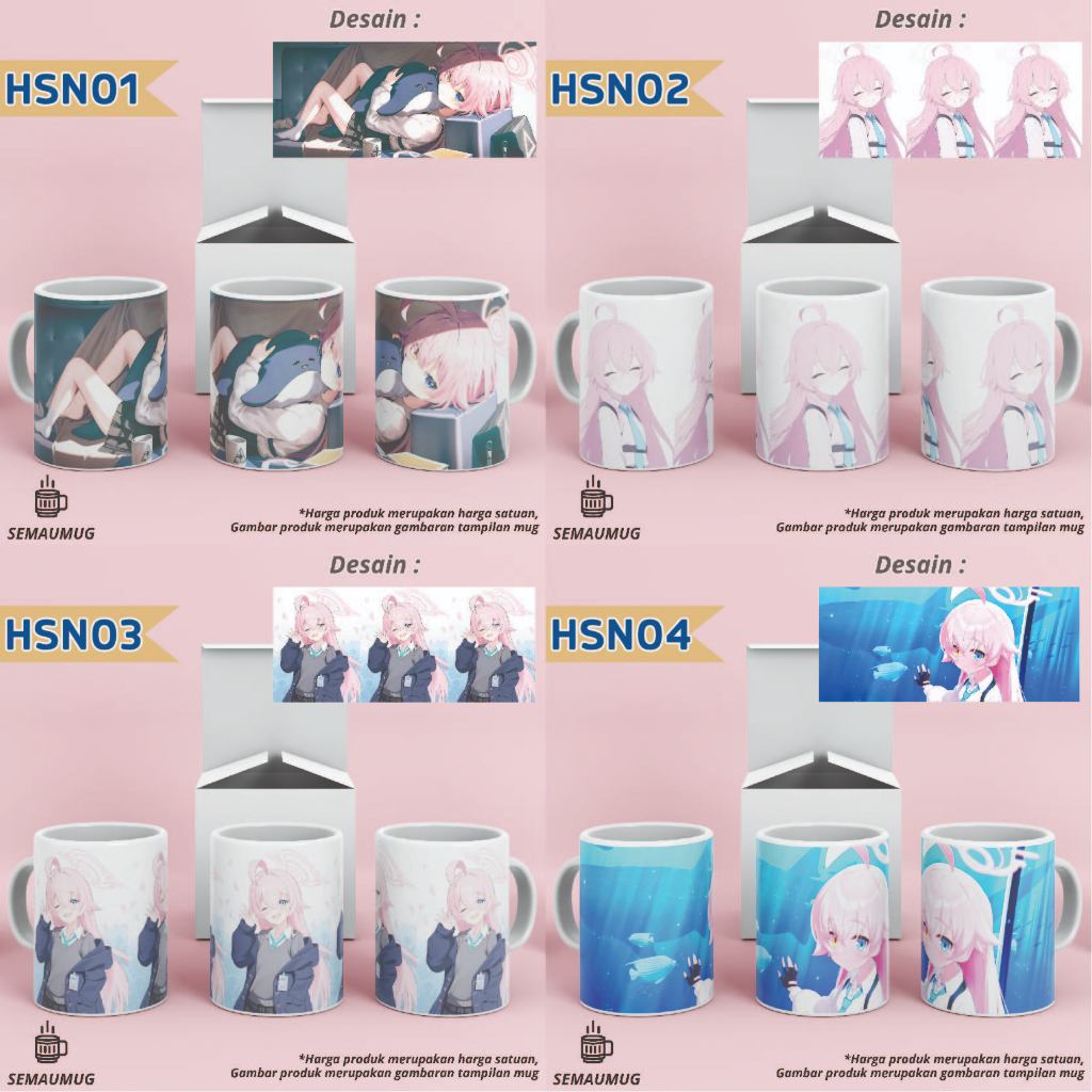 MUG HOSHINO BLUE ARCHIVE HADIAH KADO GAME LUCU GELAS CANGKIR  PRINT CUSTOM SEMAUMUG