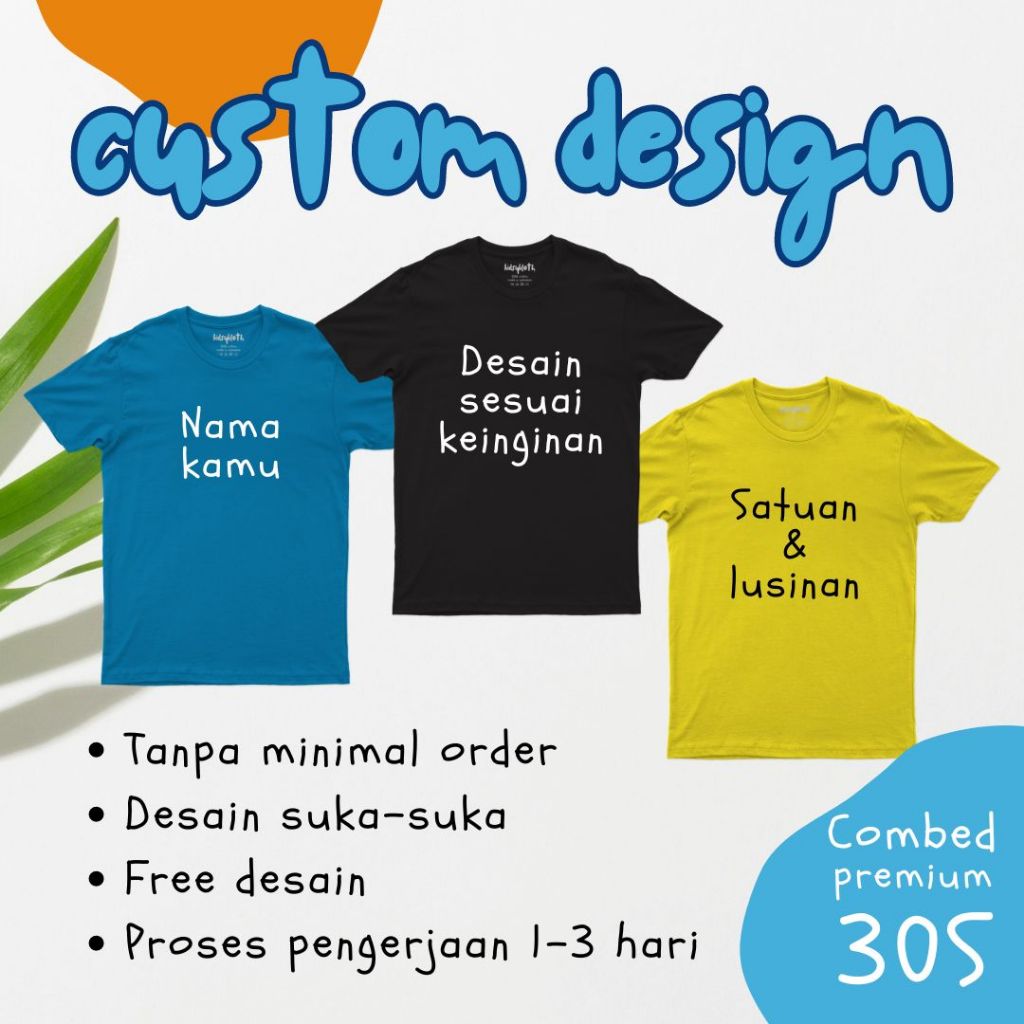Baju Kaos Sablon Custom DTF Satuan Anak Atasan Laki - laki Perempuan (unisex) Usia 1-10 thn (Premium
