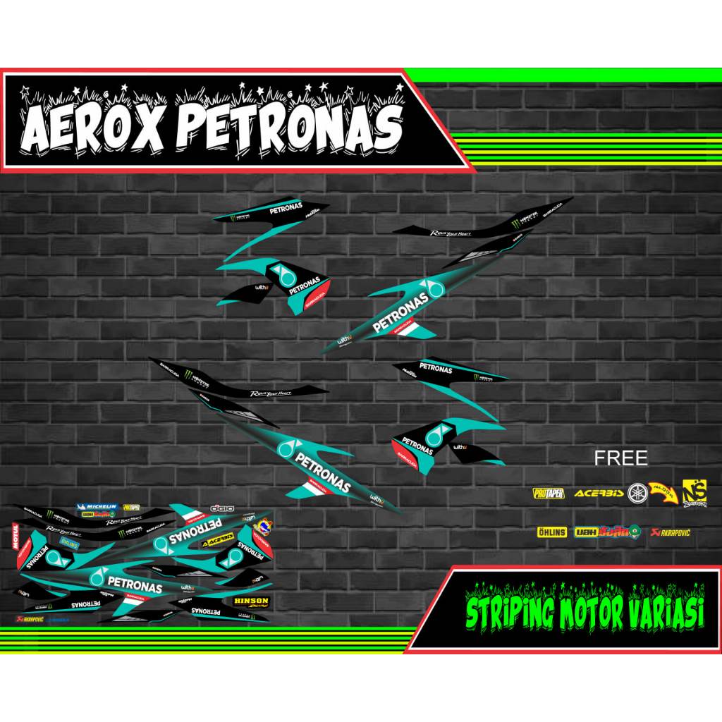 striping stiker variasi motor yamaha aerox petronas