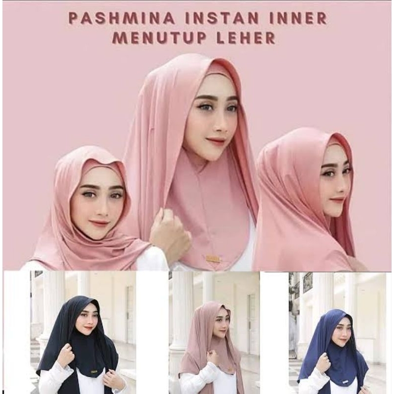 Jilbab Pashmina Inner Premium Instan 2 IN 1 Pashmina Oval