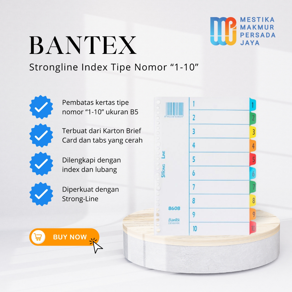 

Bantex Reinforced Tabs | Pembatas Kertas B5 Tipe Nomor 1-10 | Pembatas Buku | Pembatas Binder | 8608