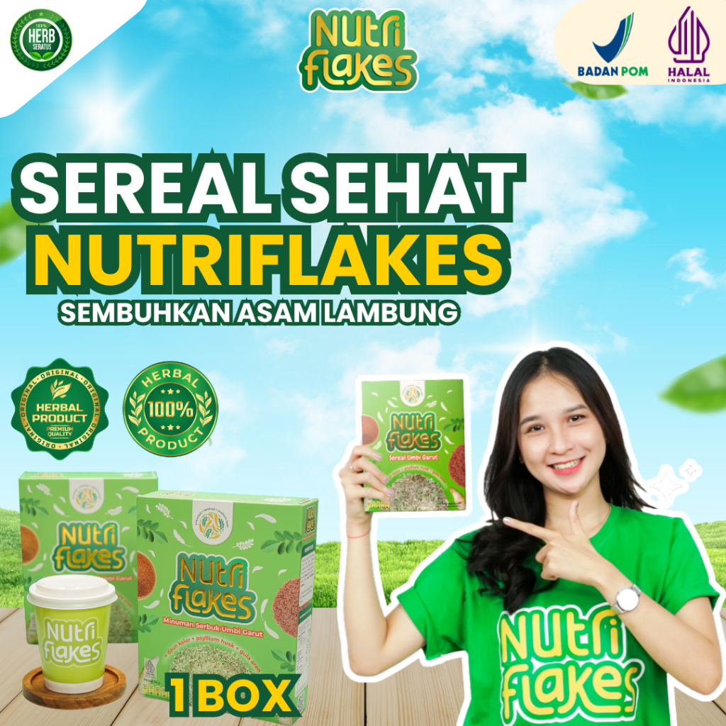 

Nutriflakes Sereal Umbi Garut 100% Ori Membantu Terapi Asam Lambung & Membantu Melancarkan Pencernaan