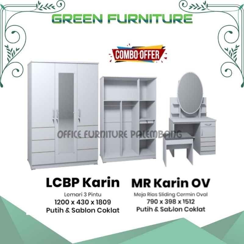 PAKET LEMARI PAKAIAN 3 PINTU + MEJA RIAS MURAH/LEMARI BAJU/KACA RIAS/CERMIN RIAS GSTAR