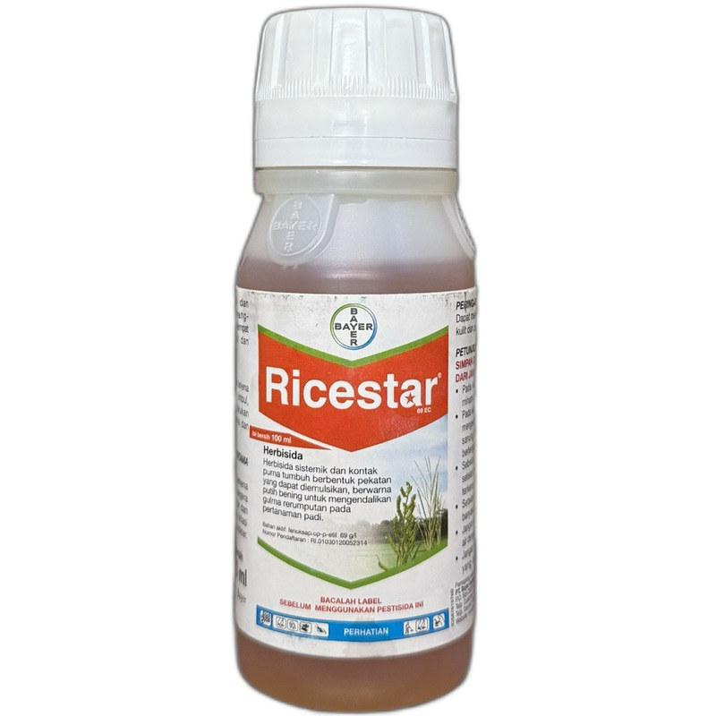 HERBISIDA BAYER RICESTAR 69 EC 100 ML/RACUN SISTEMATIK PURNA TUMBUH RERUMPUTAN PADI 100ML