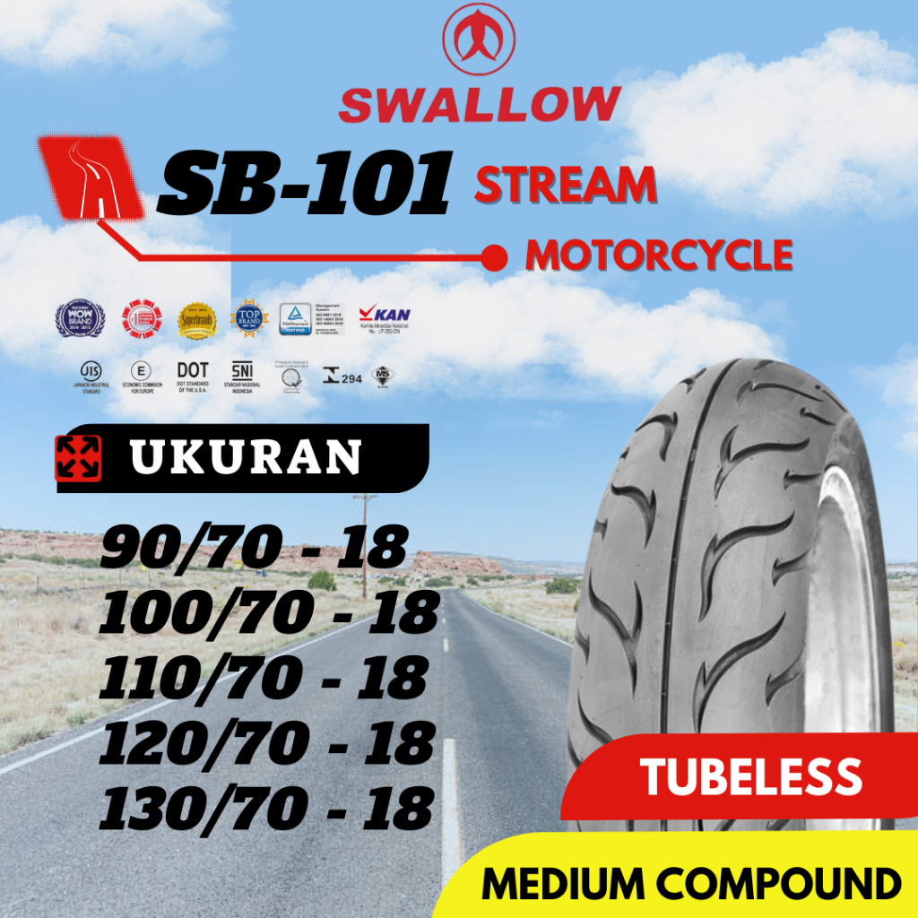 BAN MOTOR SWALLOW SB-101 STREAM 90/70 100/70 110/70 120/70 130/70 Ring 18 Tubeless