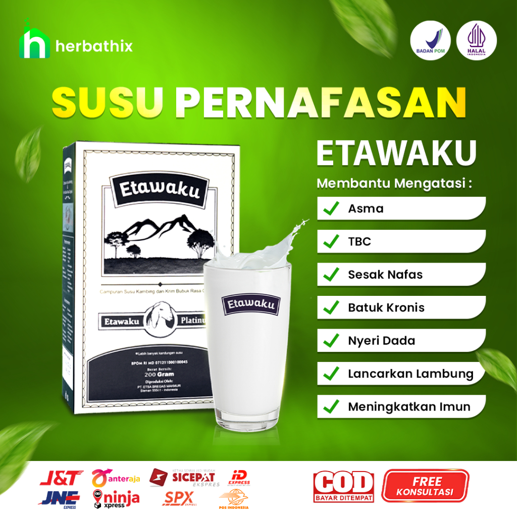 

ETAWAKU Susu Kambin Etawa Obat Jamu Herbal Alami Atasi Asma TBC Batuk Kronis Nyeri Dada HALAL