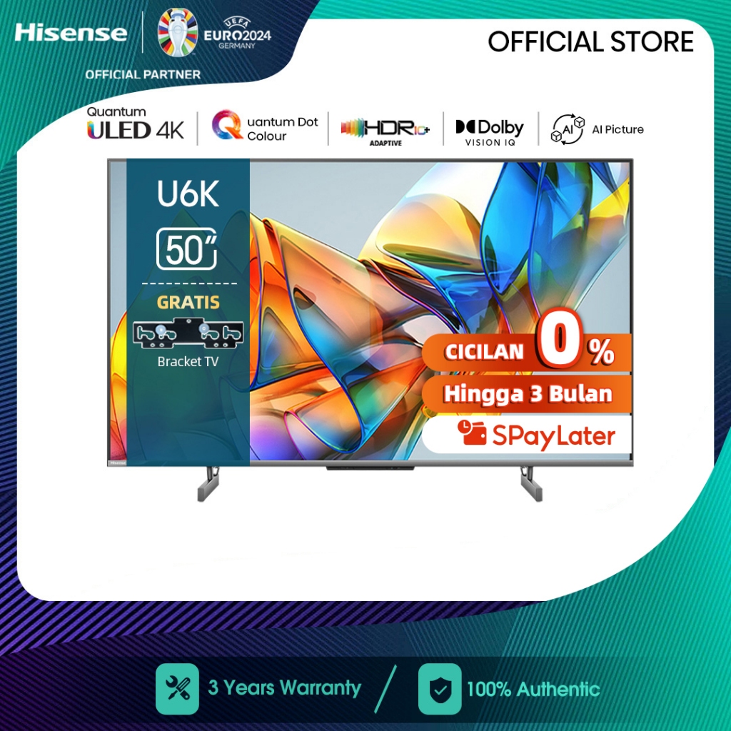 Hisense 50 inch 4K ULED Smart TV - Digital - Bezelles design-Dual Band Wifi-Dolby Vision& Audio-MEMC