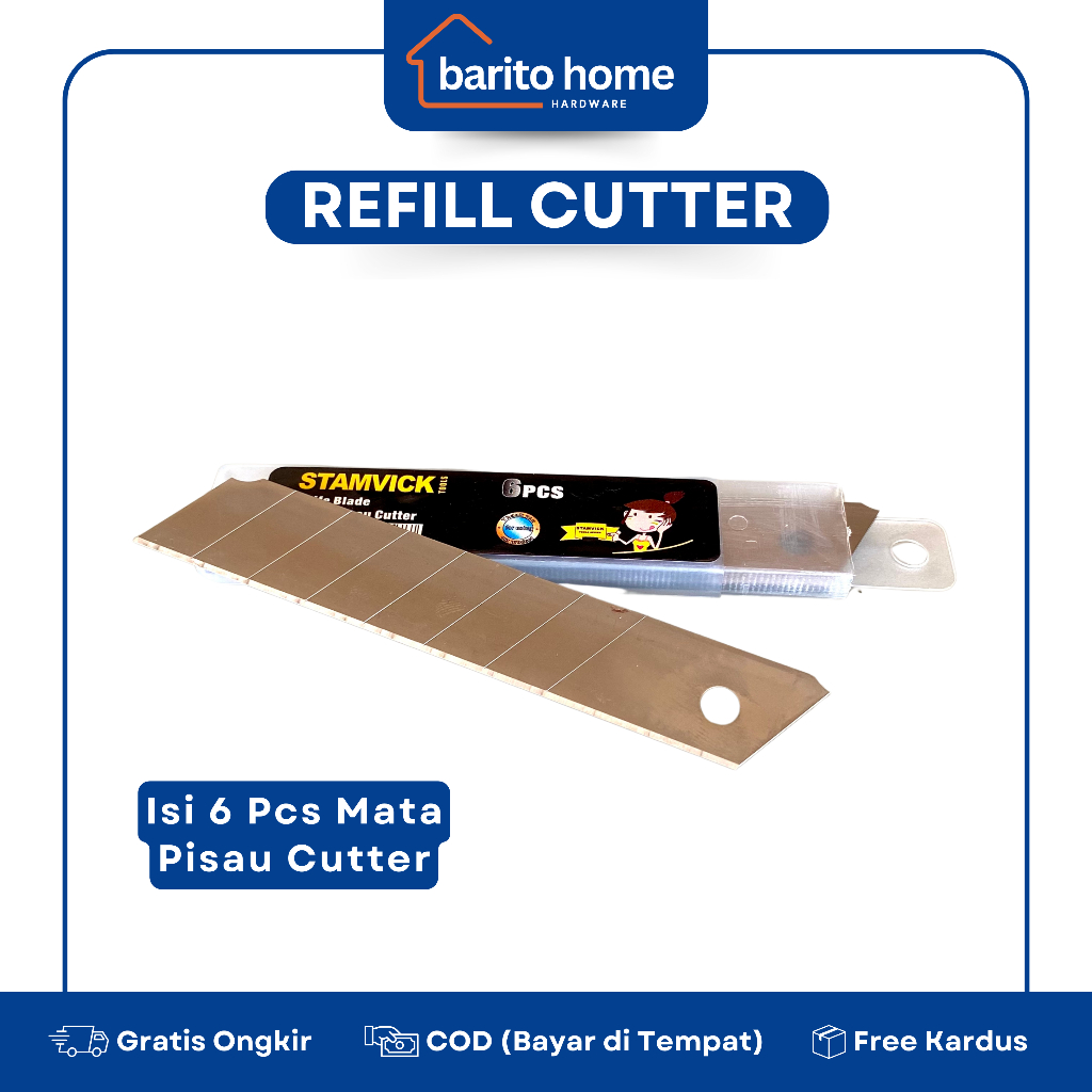 

STAMVICK Mata Pisau Cutter / RefilI Isi Cutter Besar Isi 6 Pcs Refill Pisau Cuter Kater Karter