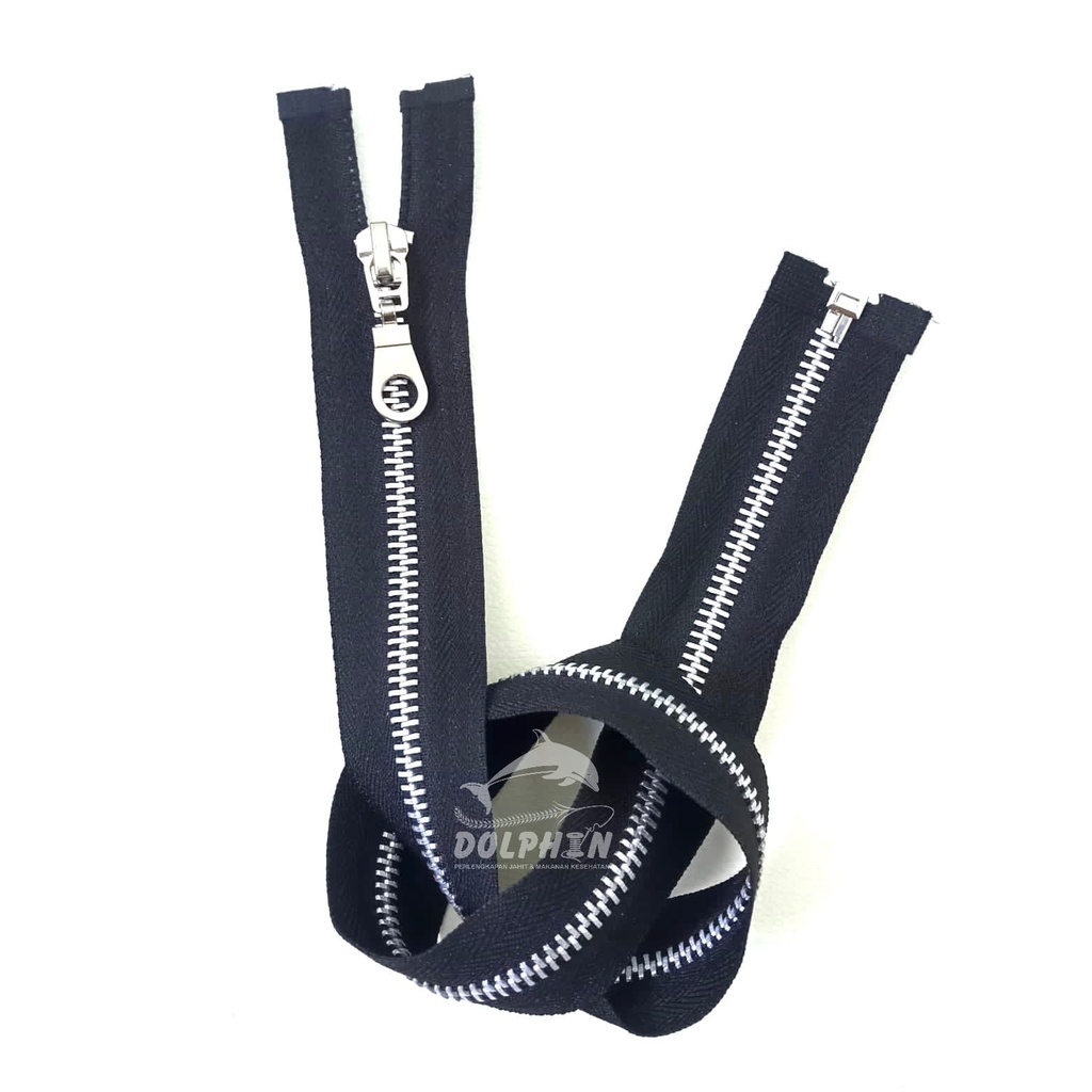 [MAO] Resleting Jaket Silver Besi Aluminium AUTOLOCK 55 cm LIP Amcozip / Rit Sleting Zipper