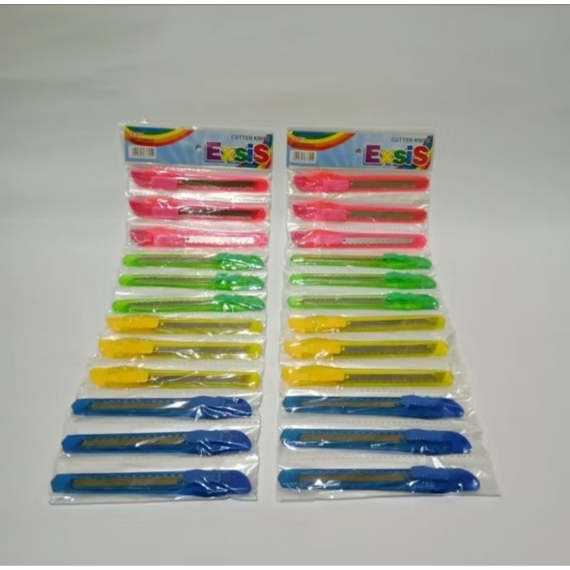 

1 RENTENG CUTTER KECIL TRANSPARAN STAINLES STEILL WARNA WARNI.