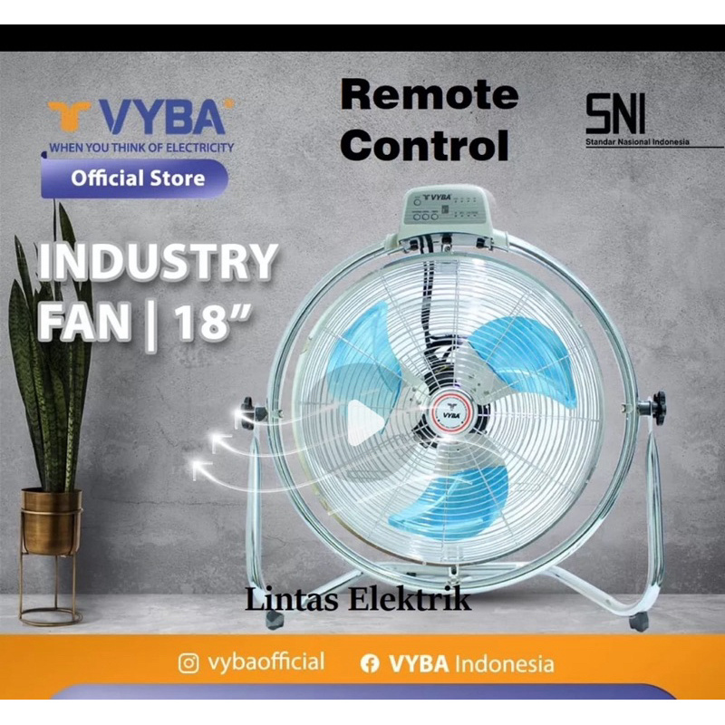 VYBA Kipas Angin lantai 18" Remote Control Swing inch Remot Industry Fan Seperti regency