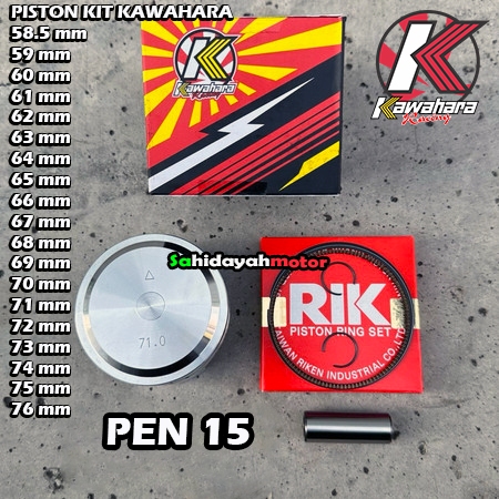 Seher Piston Set Kawahara Pin 15 58.5 59 60 61 62 63 64 65 66 67 68 69 70 71 72 73 74 Custom Mentah